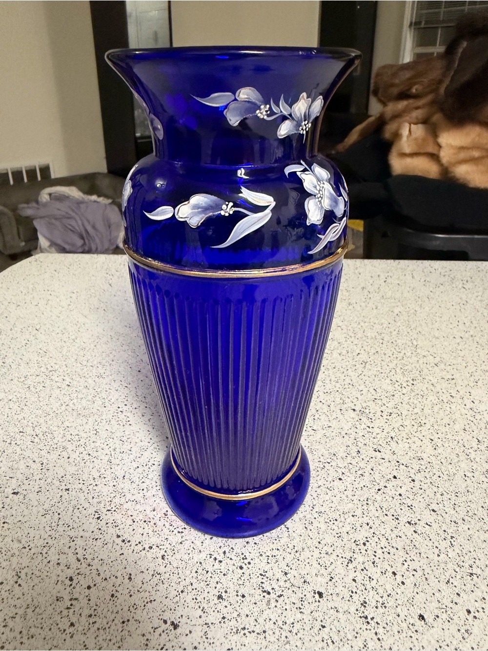 George Fenton's Landmark Collection Adams Rib VASE 9.5" Cobalt Blue - Caplinger